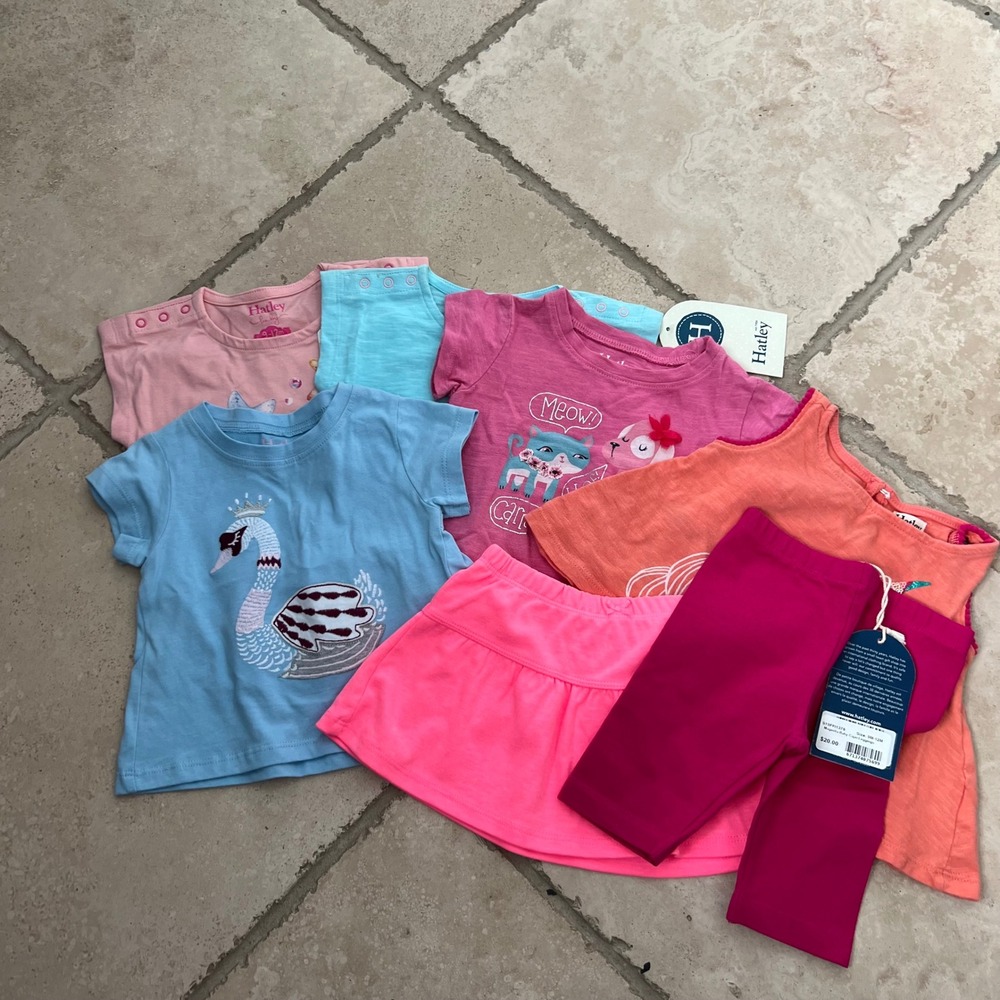 Hatley Baby Girl 9-12M Clothing Lot 7pc NWT Tops Skirt Magenta Capri Leggings
